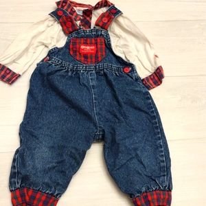 Vintage Oshkosh's b'gosh overalls with matching shirt 12M